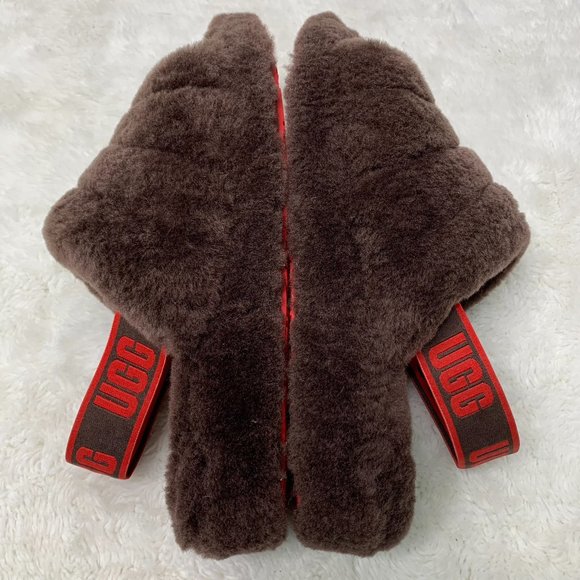 UGG 1095 Women's Brown Fluff Yeah Slide Sheepskin Slipper Shoes Size 9 - Picture 4 of 8